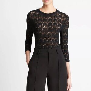 Vince Fine Lace 3/4 Sleeve Women's Top
